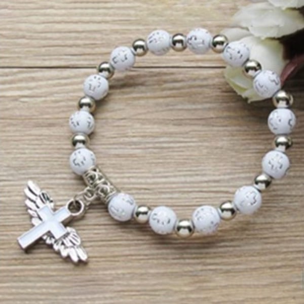 Angel Wing Cross Rannekoru Angel Rosary Rannekorut VALKOINEN&HOPEA white&silver