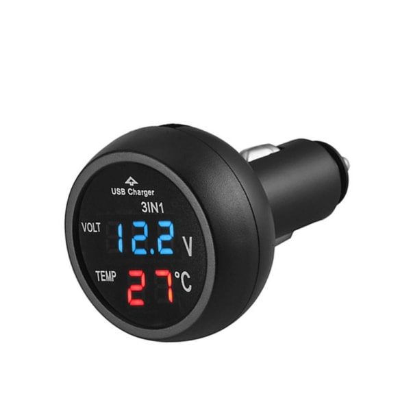 LCD Meter Monitor USB Billaddare BLÅ Blue