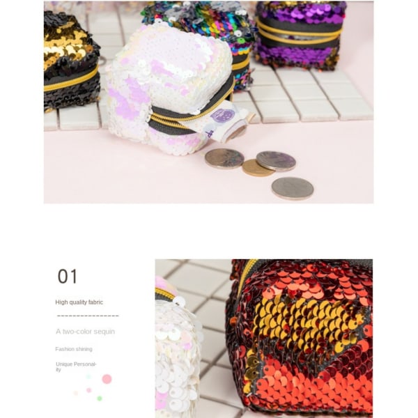 Sequined Coin Lommebok Glidelås Veske MULTICOLOR multicolor