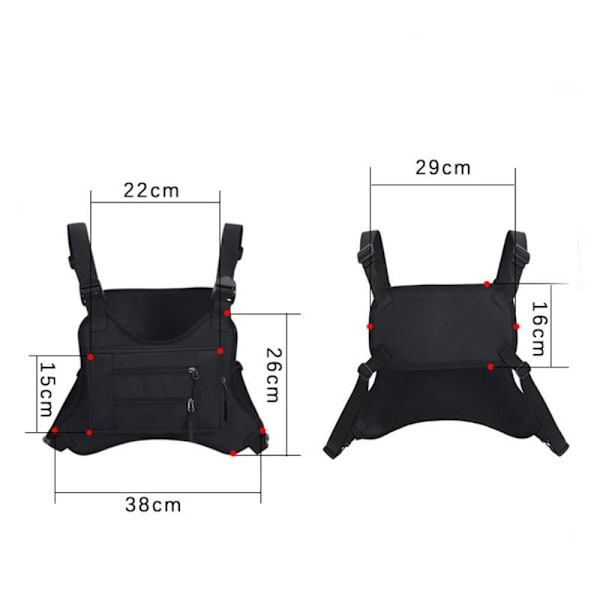 Sportsvest Taske Molle Brysttaske SORT SORT Black