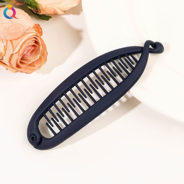 Fiskformad hårnål Hästsvans Banan Hårklämma MARINE MATTE Navy Matte-Matte