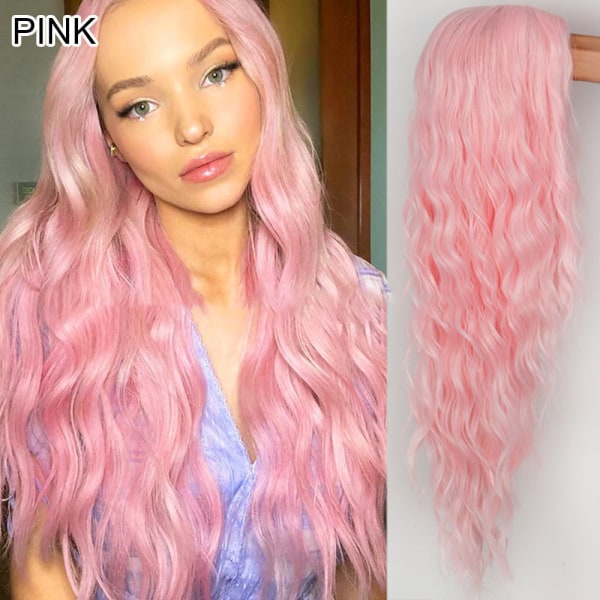 Peruk för kvinnor med lockigt hår ROSA pink