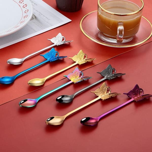 Dessert Kaffe Rører Teskjeer GULL GAFFEL GAFFEL Gold Fork-Fork