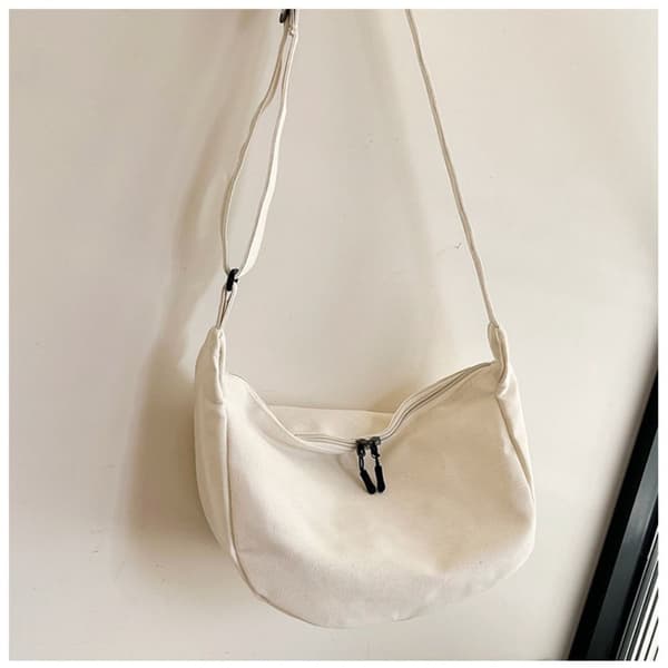 Dumpling Messenger Bag Canvas Underarm Bag HVIT white