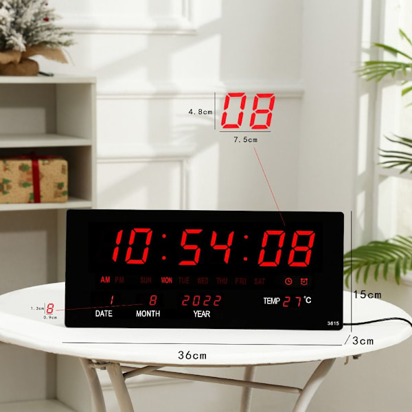 Elektronisk vægur Digitale LED-ure 1 1 1