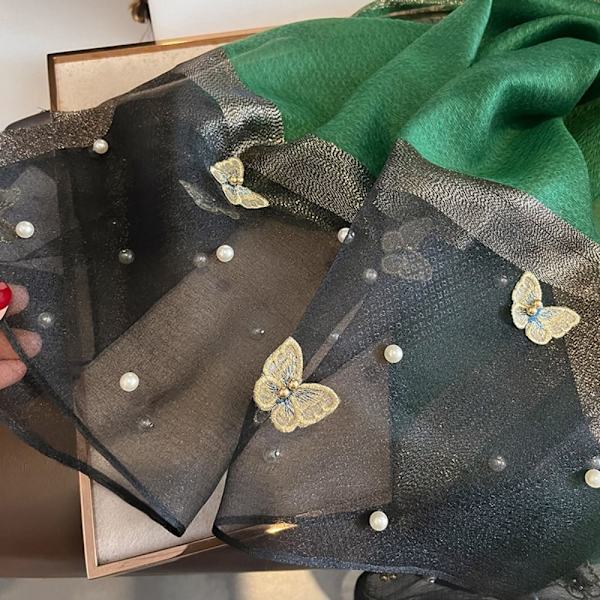 90x90cm Butterfly Brodered Scarf Siden Scarf 3 3 3