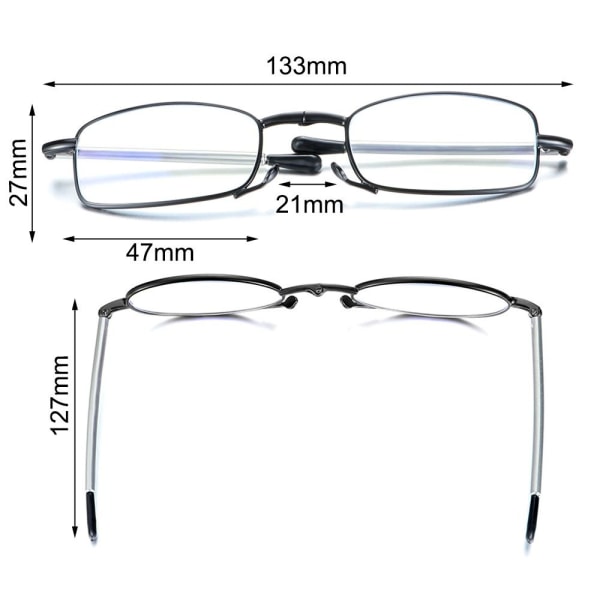 Sammenfoldelige læsebriller Presbyopia Briller SORT STYRKE Black Strength 1.5x-Strength 1.5x
