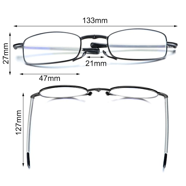 Sammenleggbare lesebriller Presbyopia-briller RØD STYRKE 1,0X Red Strength 1.0x-Strength 1.0x