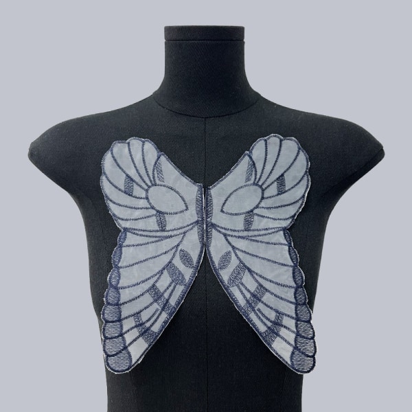 Butterfly Wings Stoff Patch Blomst Cloth Sticker BLÅT Blue