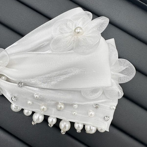 Pärlvit Rosett Tyg Patch Blomma Tygmärke VIT White