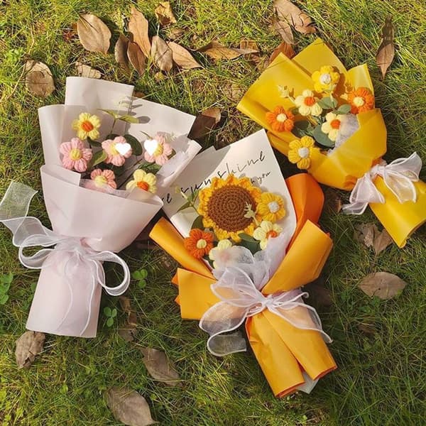 Solsikke Garnbuket Blomsterbuket A4 A4 A4