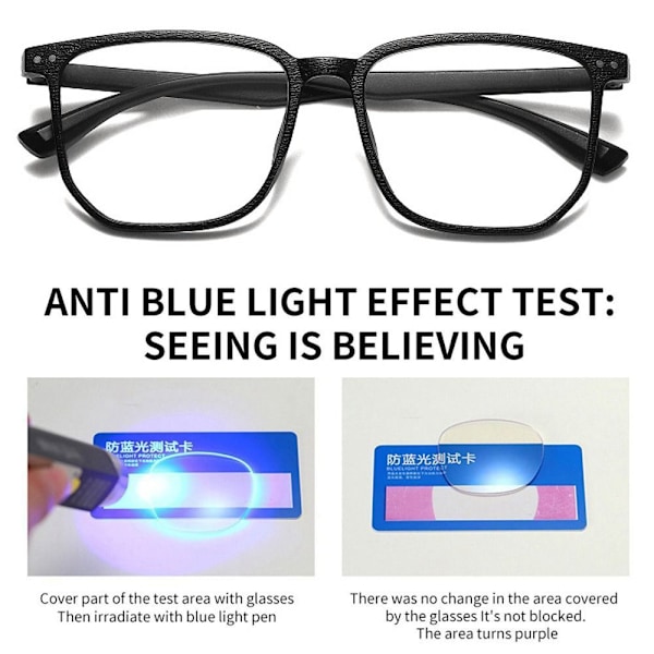 Anti-Blå Lys Briller Firkantede Briller SORT HVID SORT Black white