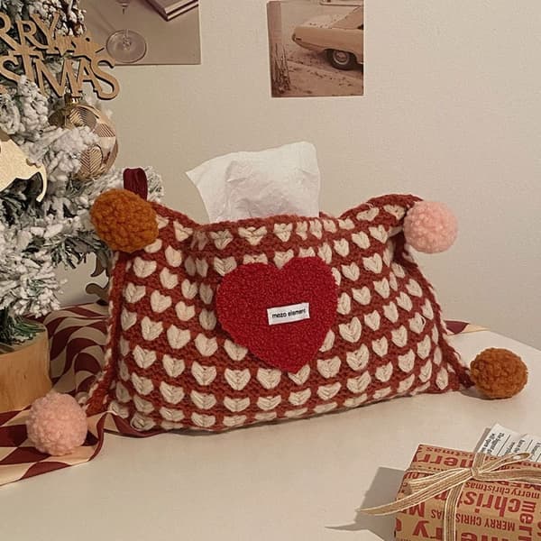 Kärlek Stickad Dragsko Näsdukspåse ROSA Pink