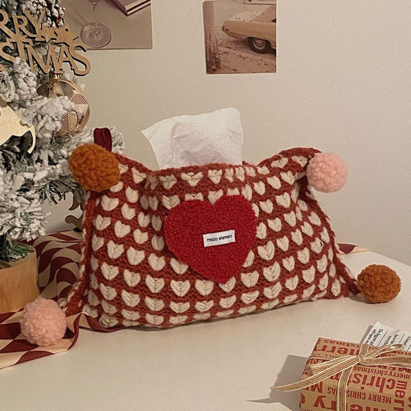 Love Neulottu kiristysnyöripussi Pehmopaperipumppu PUNAINEN Red