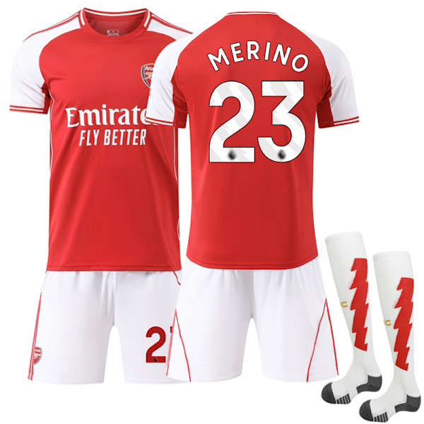2025-2026 Arsenal Hjemme Kids Fotballdrakt Sett med Sokker Nr. 23 Merino 24