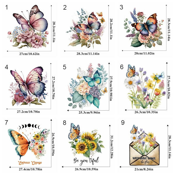 Butterfly WC-tarrat kukkaperhoset tarrat 4 4 4