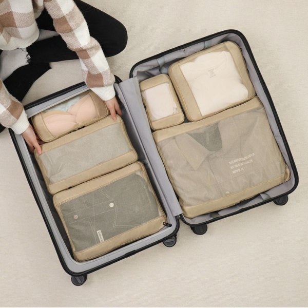 4/6STK Reiseoppbevaringspose Bagasjeoppbevaring KHAKI 6STK/SETT Khaki 6PCS/Set-6PCS/Set