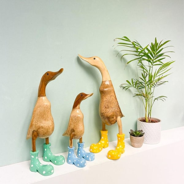 Spotted Wellies Duck Resin Duck Ornament GREEN L Green L