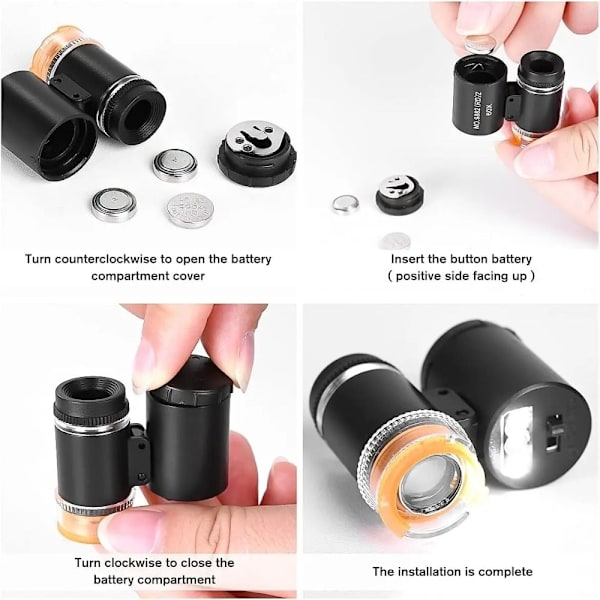 Mini taskumikroskooppi Jewellers Eye Luupe MUSTA Black