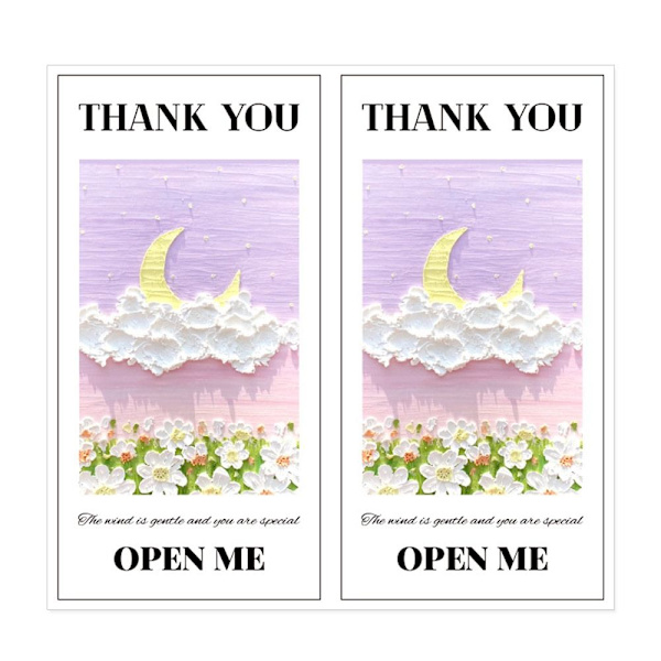50 STK Thank You Stickers Open Me Decals 3 3 3