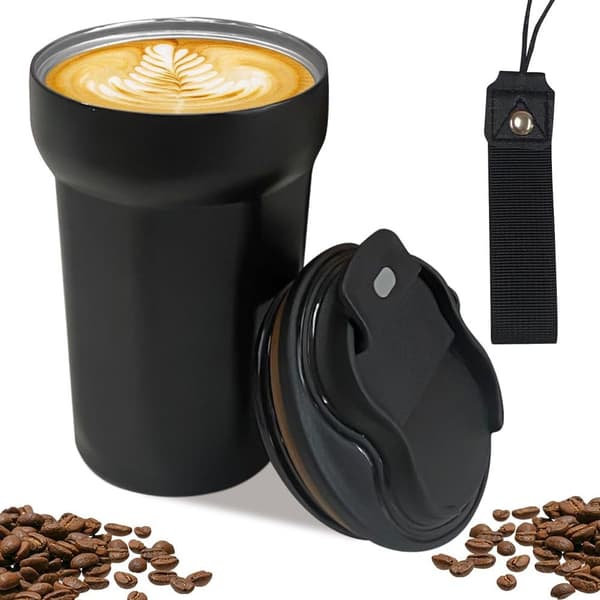 Kaffereisekopp i rustfritt stål, kaffekopp HVIT white