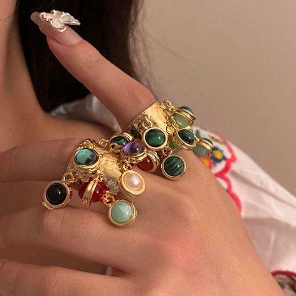 Fringe Open Ring Moniriippuvainen sormus MULTICOLOR multicolor