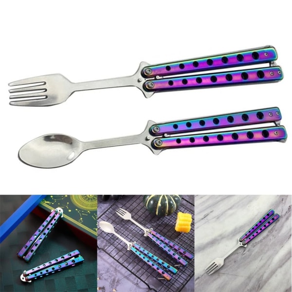 Butterfly Folding Spoon Fork Balisong Training Tool LUSIKAS spoon