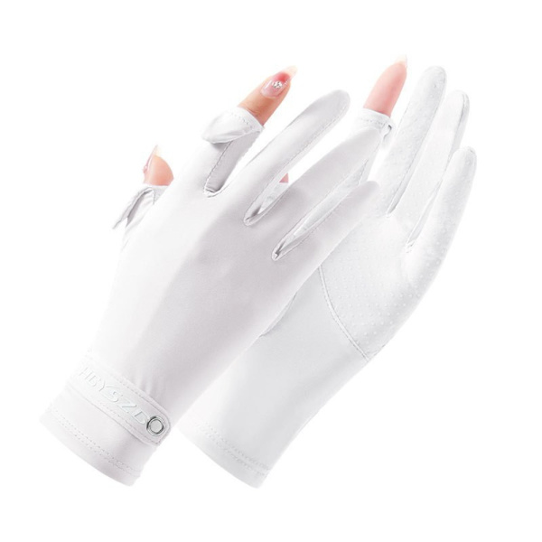 Ice Silk Gloves Anti-UV Handskar WHITE L white L