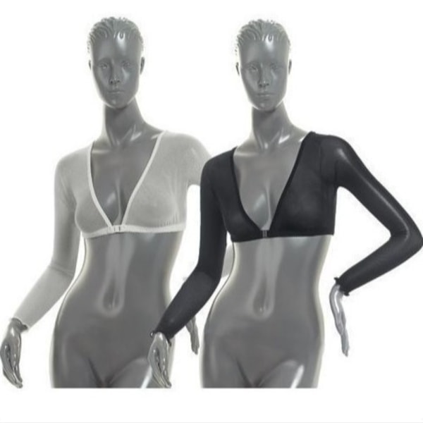 Mesh bryststøtte Topp Navel Exposed Long Sleeved WHITE XL White XL