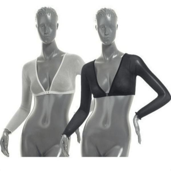 Mesh Top med bryststøtte, navlebar, langærmet, SORT L Black L