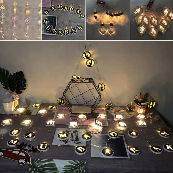 2m 10 LED Eid Mubarak LED-ljusslinga Ramadan Lykta 10 10