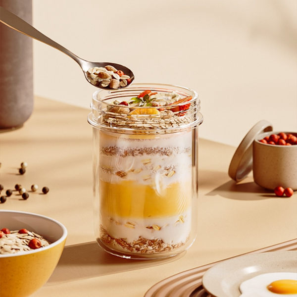 Bærbar morgenmadskop Yoghurtsalatkop GRÅ Grey