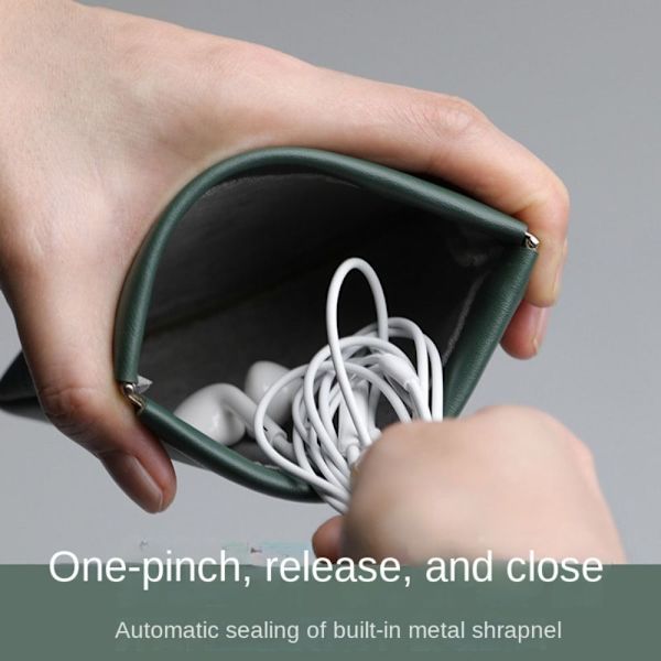 PU Øretelefon Wire Bag Mini Kosmetiktasker SORT black
