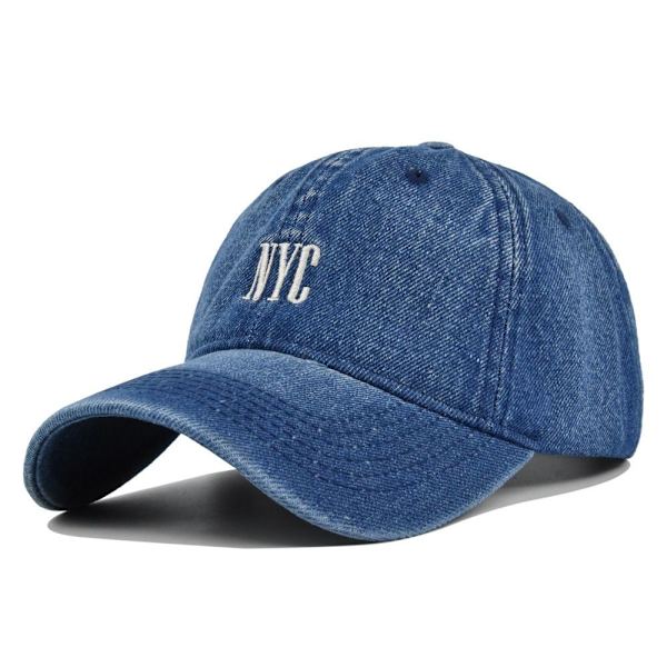 NYC Broderi Baseball Caps Distressed Faded Hats NAVY navy