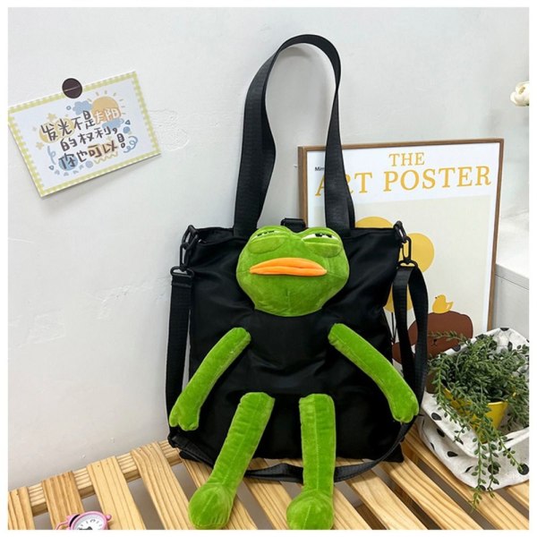 Tygväska med stor kapacitet Mode Sad Frog Plyschdocka green