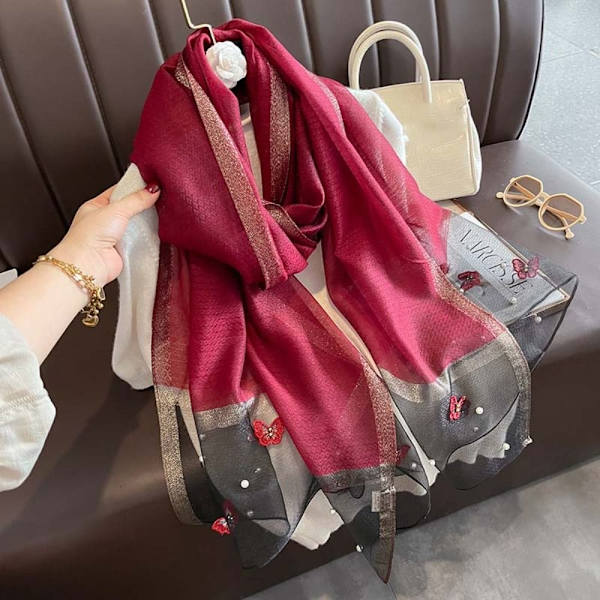 90x90cm Butterfly Brodered Scarf Siden Scarf 6 6 6