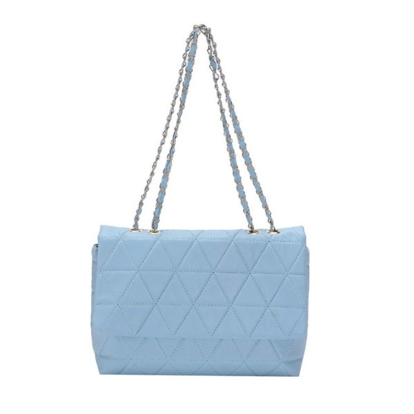 Broderi Plaid Flap Taske PU Læder Crossbody Tasker BLÅ blue