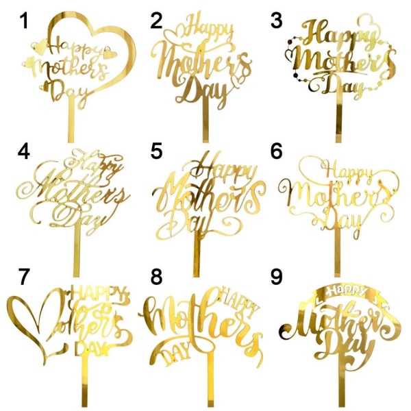 5 stk/sæt Happy Mothers Day Cake Toppers Mothers Day Party 2