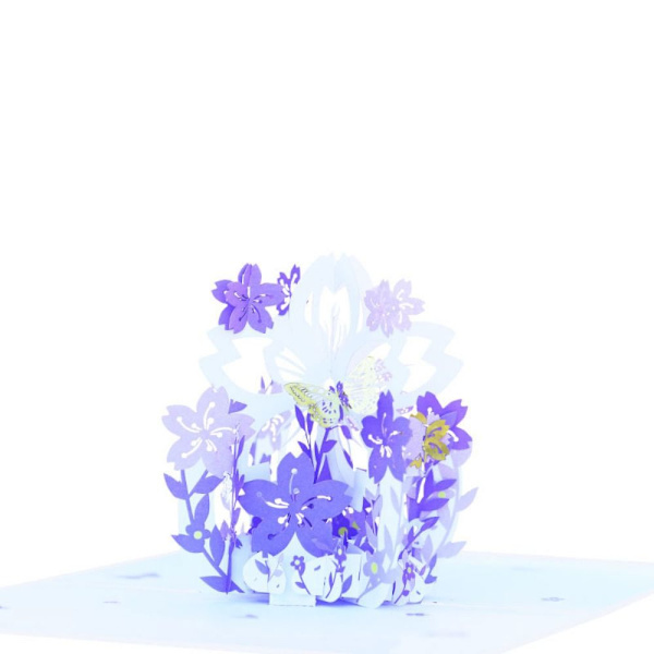 Käsintehty onnittelukortti 3D-paperi lahjakortit PURPURIA purple