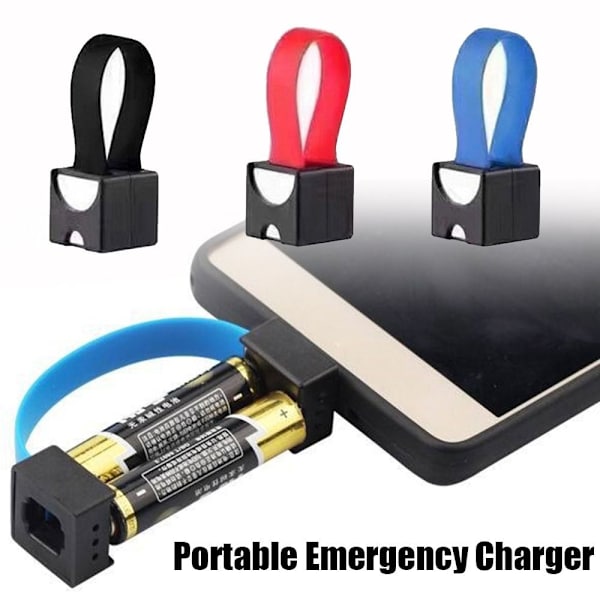 Nödladdare för telefon, drivs av 2 st AA-batterier, SVART black