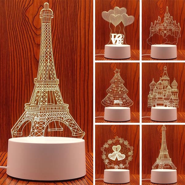 3D Illusjon Nattlys LED Neon Skilt Lampe 1 1 1