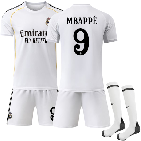 2025-2026 Real Madrid Hemma Barn Vuxen Fotbollströja Nr. 9 Mbappe 24