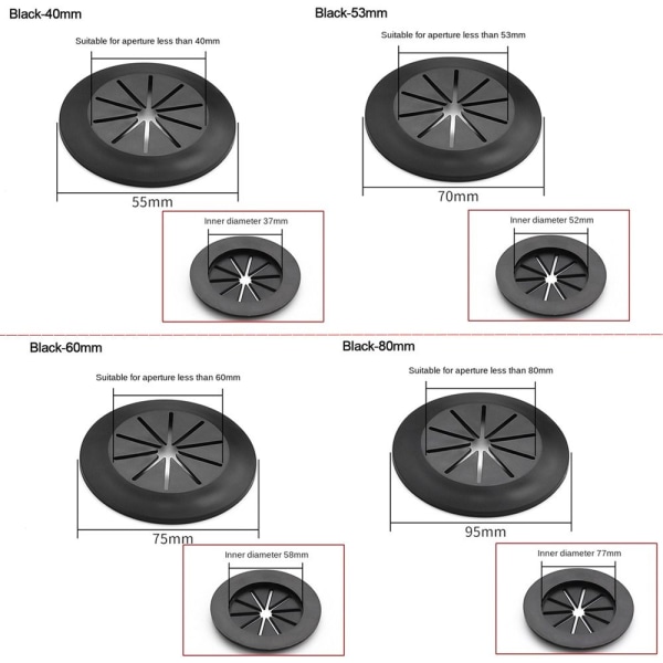 Johdinreiän kannen tietokoneen cover MUSTA 53MM black 53mm