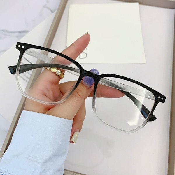 Anti-Blue Light Briller Firkantede Briller SORT HVIT SORT Black white