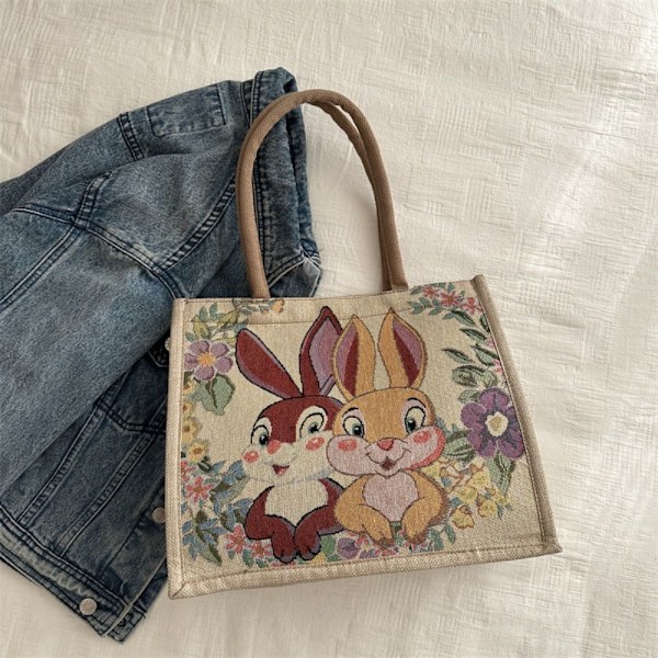 Cartoon Tote Bag Brodert Skulderveske 2 2 2