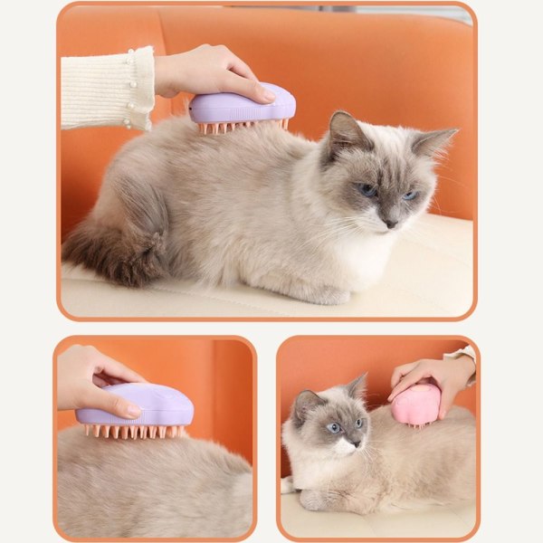 Cat Steam Brush Pet Electric Spray Comb LILLA purple