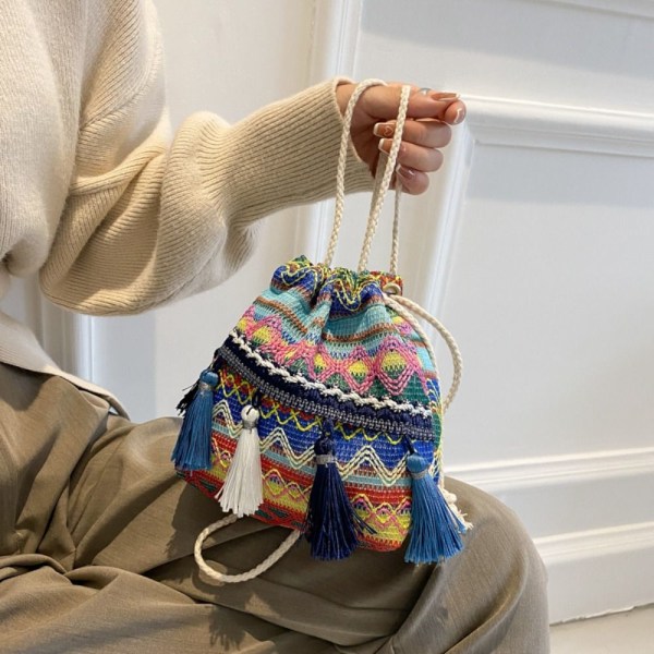 Snørepose Bucket Bag BLÅ blue