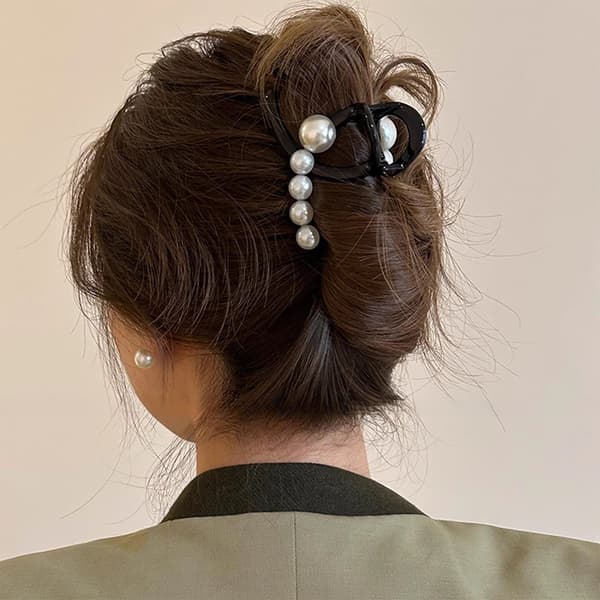 Perle Hårklemme Mode Elegante Hårspænder GRÅ Grey