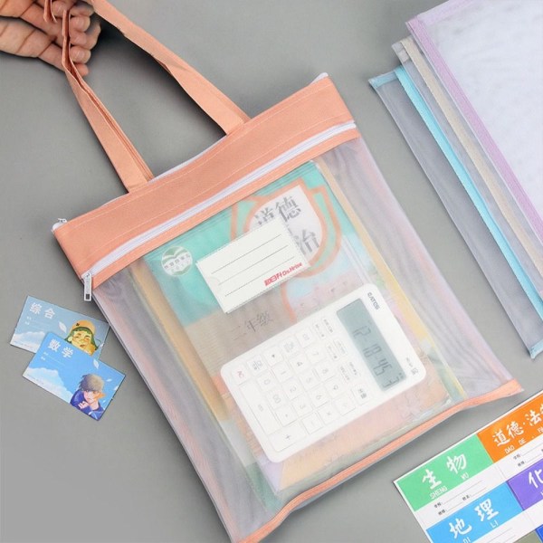 Läpinäkyvä Mesh File Bag Paperilaukku VAALEENVIHREÄ Light green