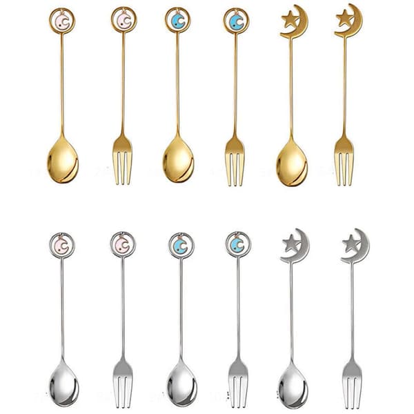 Stjerne Måne Ske Gaffel Dessert Kage Ske SPOON-2 SPOON-2 spoon-2